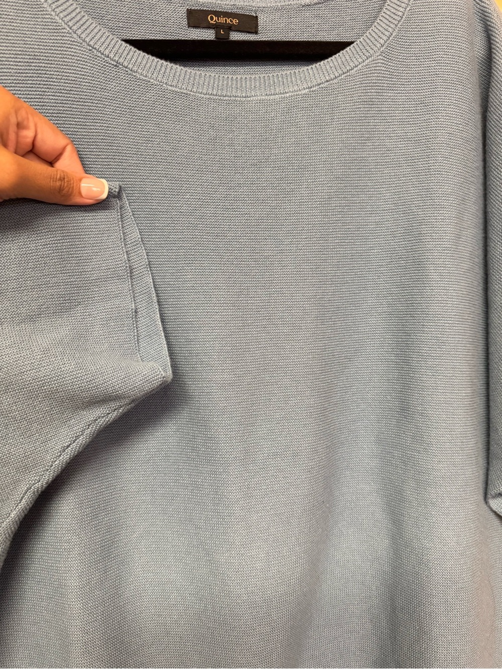 Bundle of 2 Quince Cotton Cashmere Link-Stitch Dolman Sweaters Large Pink Blue - Picture 11 of 14